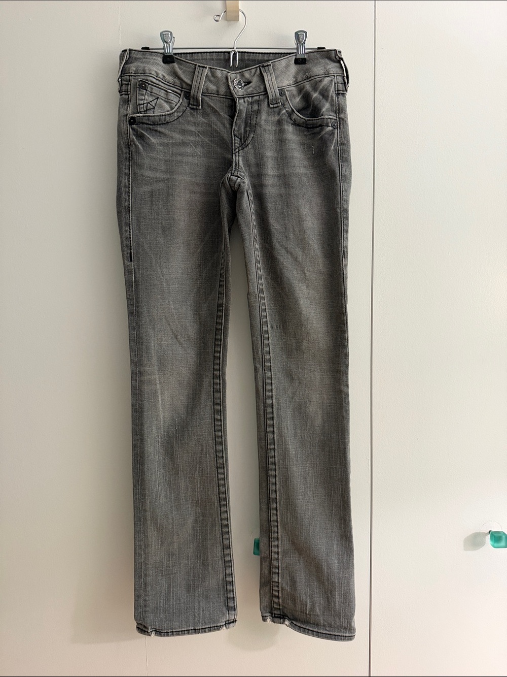 True Religion Women's Gray Straight-Leg Jeans